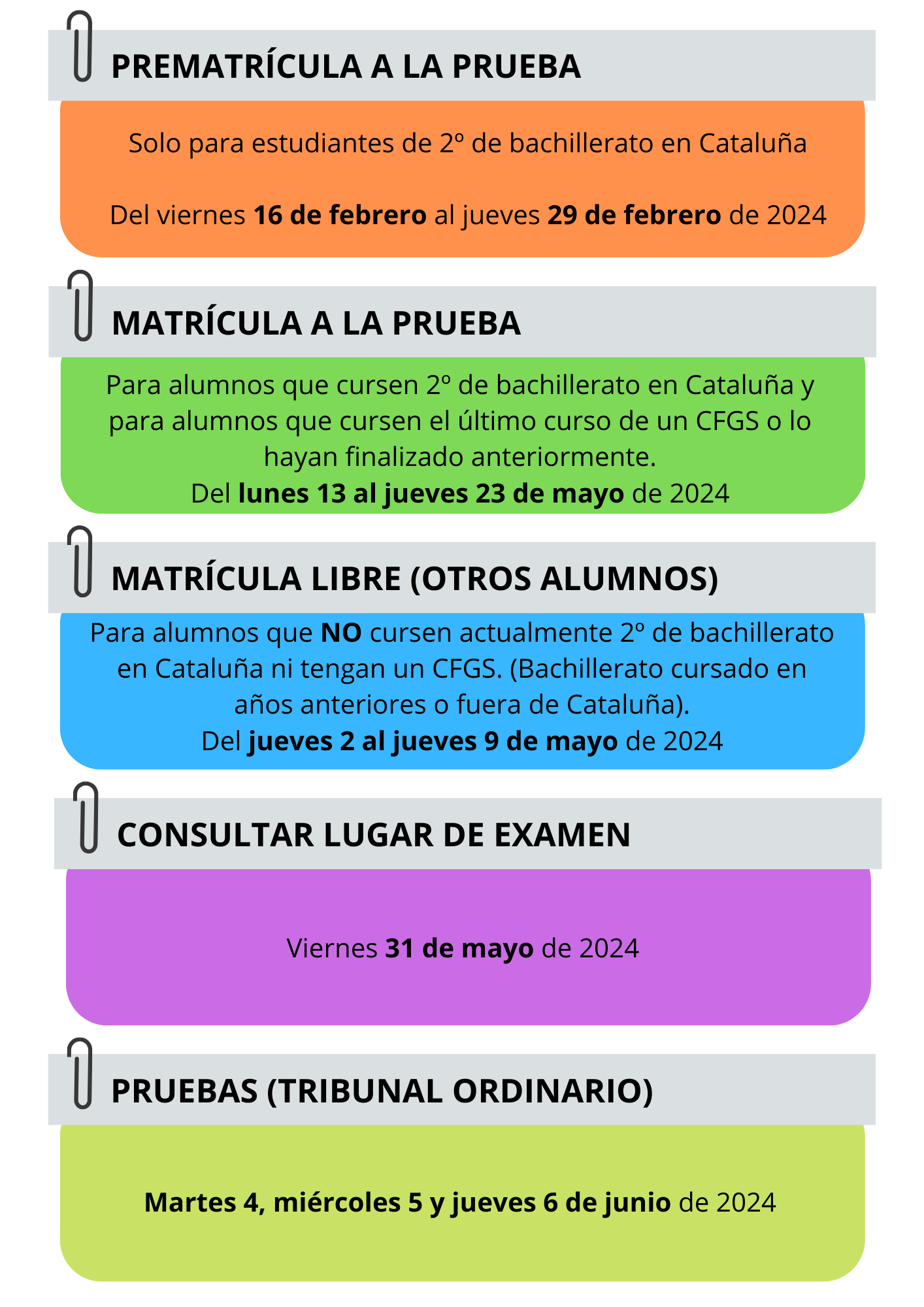 Fechas Selectividad 2024